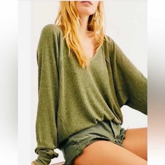 Free People Santa Clara Thermal In Ferngully Green Retail $78.00 - Picture 4 of 9